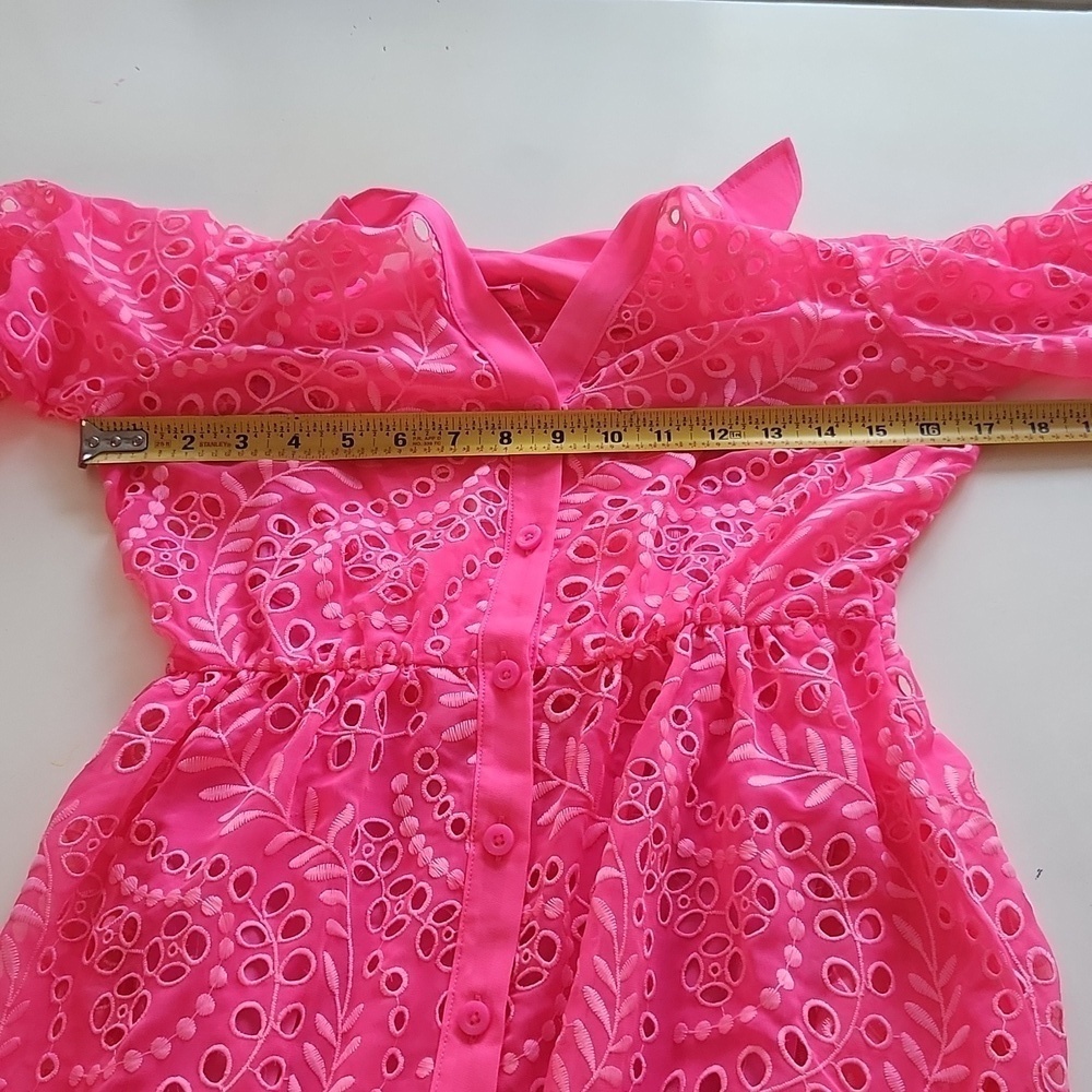Lilly Pulitzer Amrita Maxi Shirt Dress Hot pink eyelet size 00 010634 - Picture 11 of 12